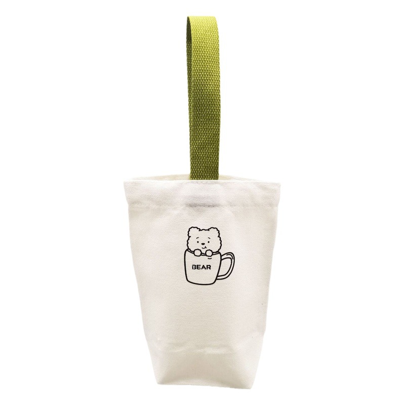 Lindo de dibujos animados leche té bolsa de lona café no taza bolsa de mano ins estudiante durable aislado taza de agua cubierta del bolso