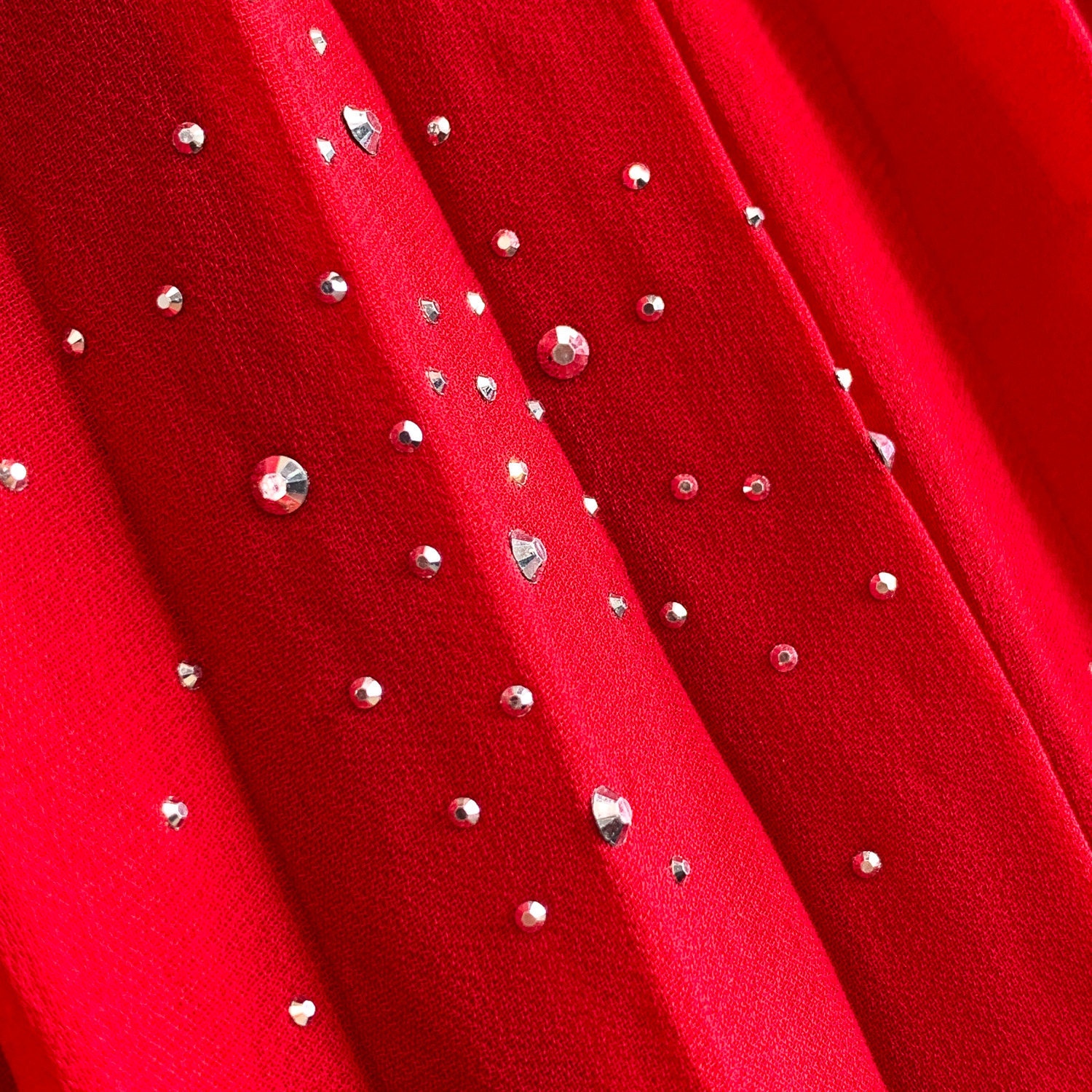 Women's French Style Light Luxury Sparkly Rhinestone round Neck Long Sleeve Dress Summer Slimming Pleated Long Skirt_ecoleips.com