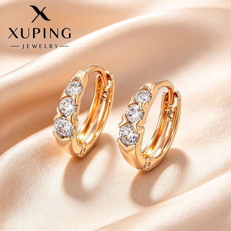 Pendientes de Aro con Zirconia de Aleación de Cobre Bañado en Oro de 18K