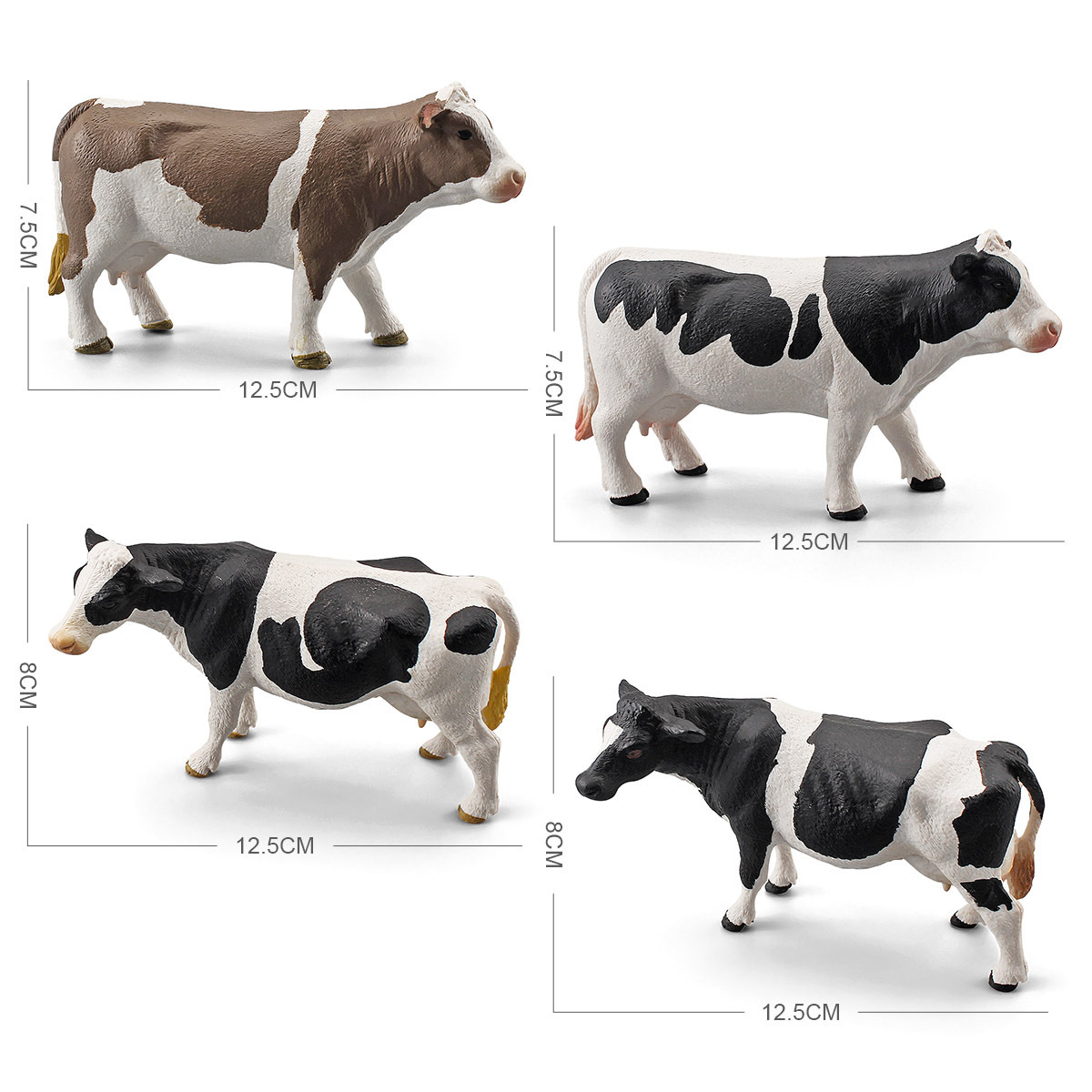 Simulación infantil de animales de pasto modelo de vaca Simental vaca de aves de corral juguetes de decoración estática exportación transfronteriza