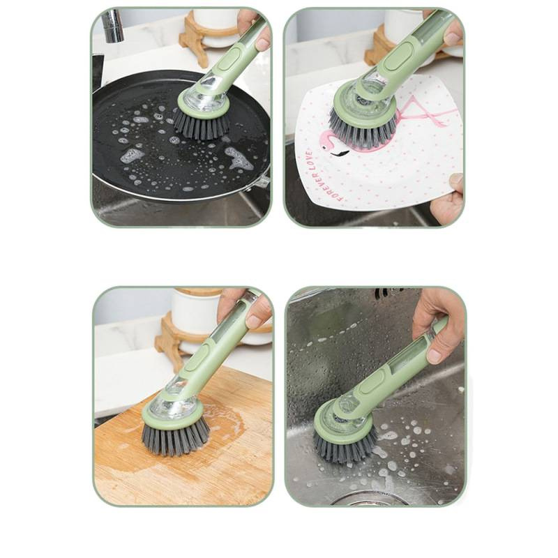 Cocina de mango largo cepillo de paneles artefacto líquido automático cepillo de paneles lavavajillas cepillo de lavavajillas doméstico alambre de acero bola limpia