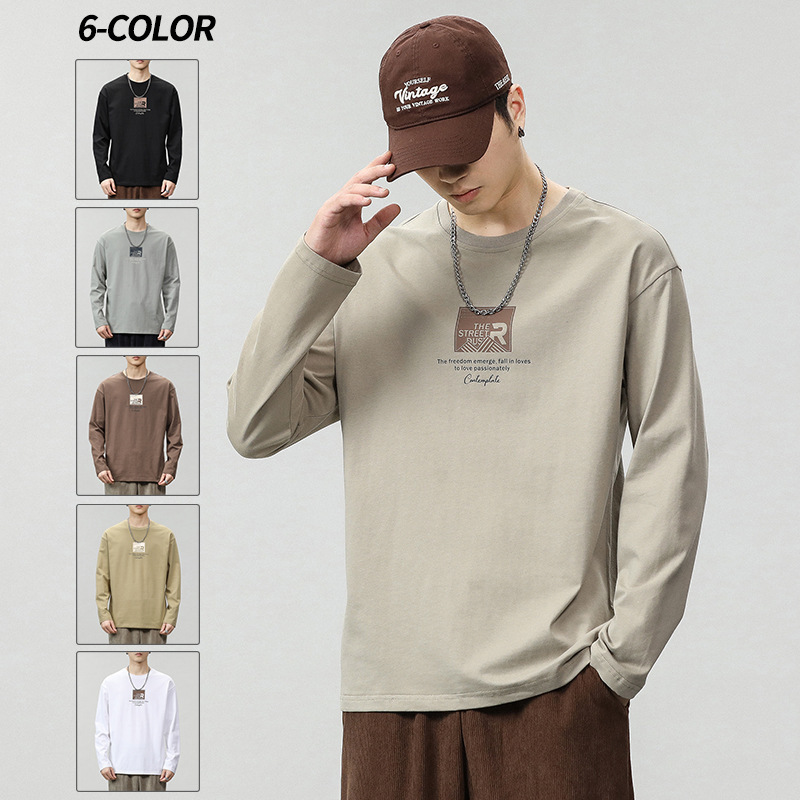 Long-Sleeved Men's T-Shirt Spring & Fall 2025 New Loose Top with Cotton Clothes Round Neck Sweatshirt Men's Bottoming Shirt Long-Sleeved Men's T-Shirt Spring & Fall 2025 New Loose Top with Cotton Clothes Round Neck Sweatshirt Men's Bottoming Shirt