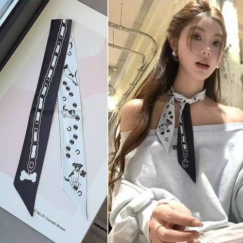 Black and White Small Dog Scarf, New Arrival, Long and Cute, Versatile, Hair Tie, Fabric Bow, Necklace, Collar Scarf, Decorative