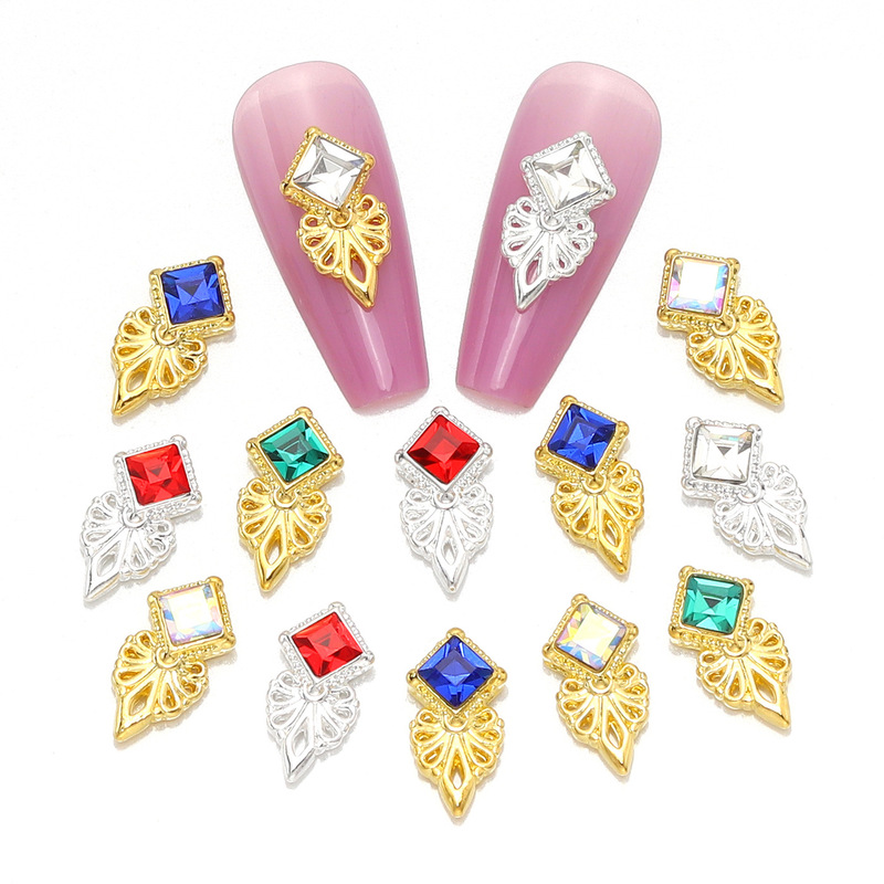 Cross-Border New Alloy Rhombus Square Simple Cut Out Triangle Long Triangle Phantom Alloy 3D Nail Diamond Decoration Cross-Border New Alloy Rhombus Square Simple Cut Out Triangle Long Triangle Phantom Alloy 3D Nail Diamond Decoration
