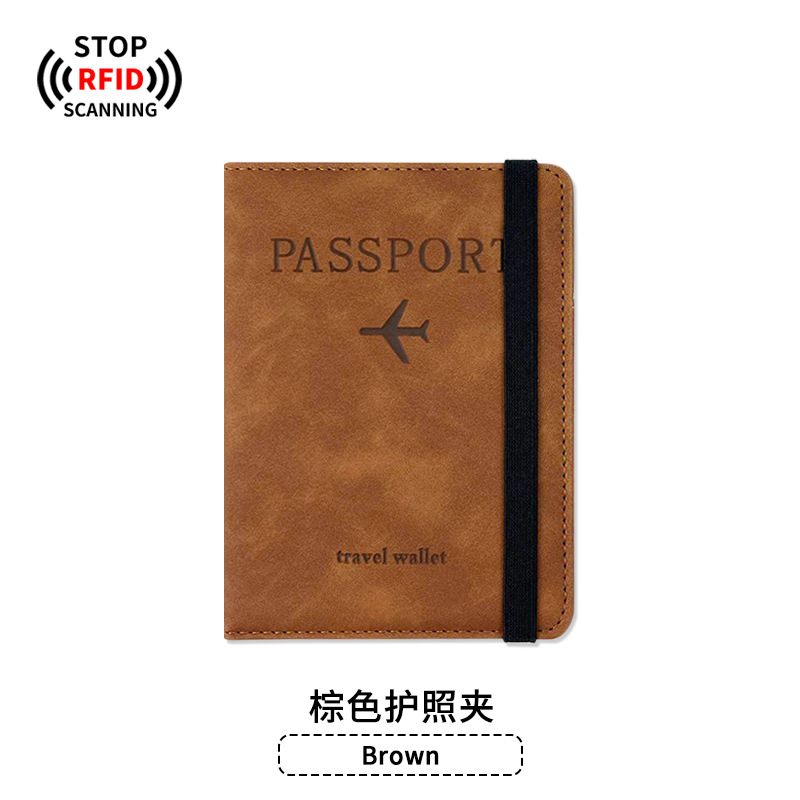 Cubierta de pasaporte de correa marrón