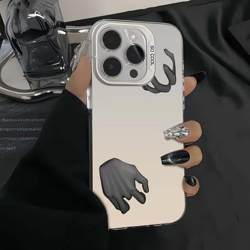 Mano gris artística para iPhone 16 funda para teléfono móvil Apple 15promax/14 anti-caída 13pro12 Europa y América 11xr