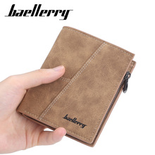 Baellerry新款男士钱包外贸热销横竖款多卡位拉链高级感小零钱包