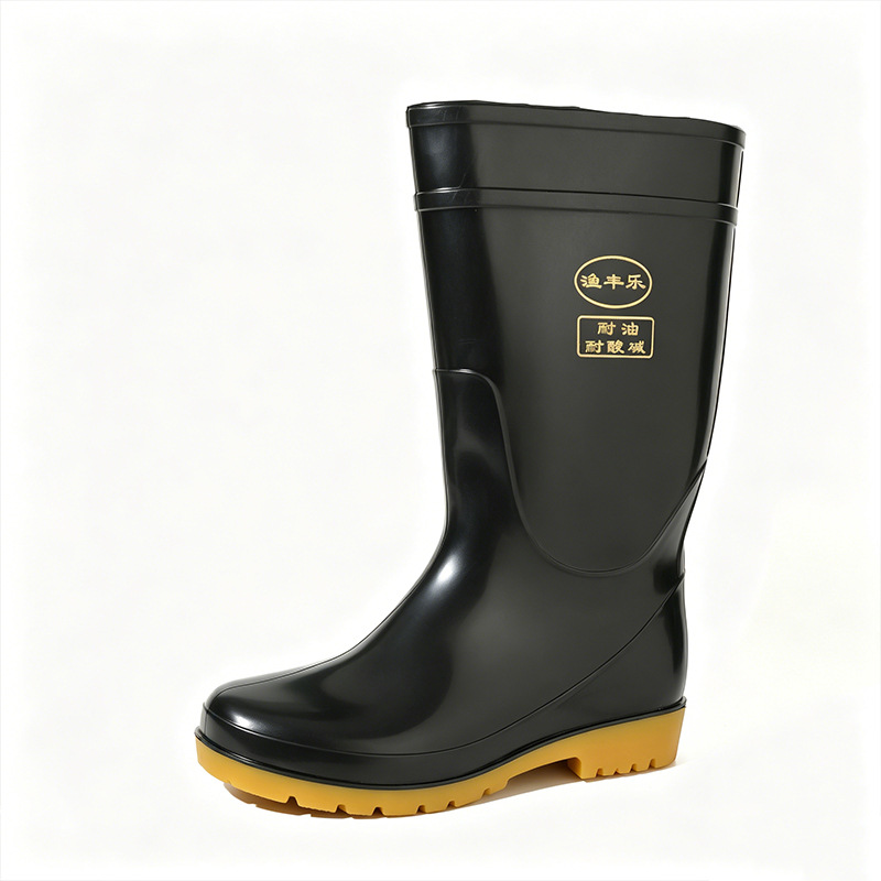Botas de lluvia de PVC de alto cilindro de grado alimenticio antideslizante resistente al aceite resistente al ácido y alcalino cocina fábrica de alimentos botas de trabajo al por mayor