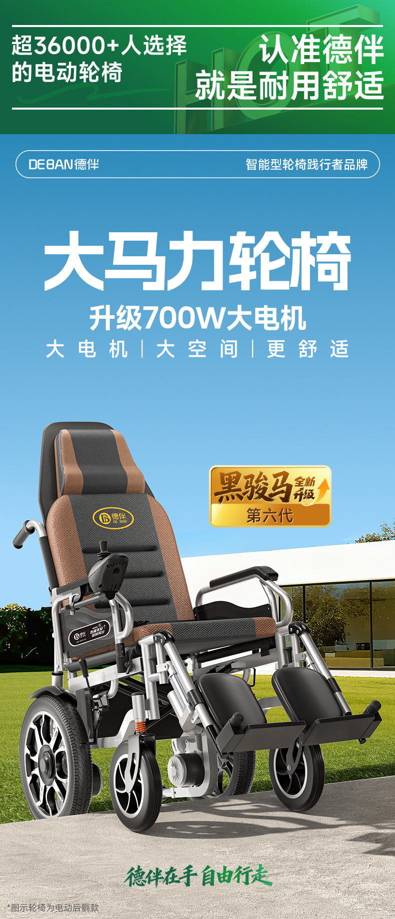 Deban electric wheelchair is an intelligent, fully automatic, portable, foldable, reclining mobility aid for the elderly and disabled