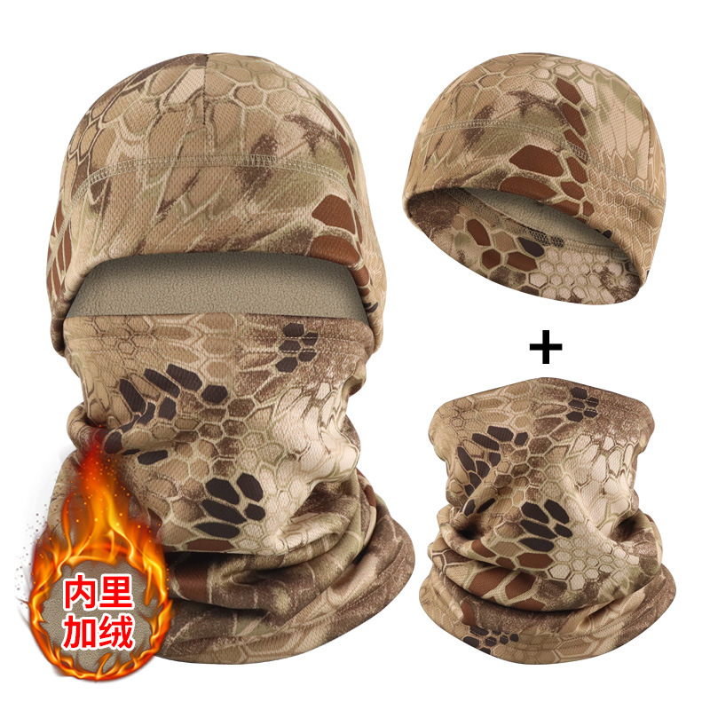 Invierno más chaqueta de terciopelo, sombrero frío, abrigo, cuello, sombrero de protector de orejas para ciclismo al aire libre, sombrero de cuello a prueba de viento, sombrero transfronterizo