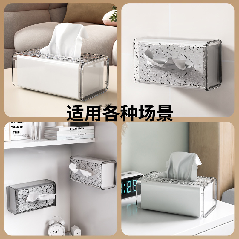 Caja de pañuelos impermeable de baño de alto aspecto de lujo ligero simple montado en la pared sin ponche hogar sala de estar dormitorio caja de pañuelos