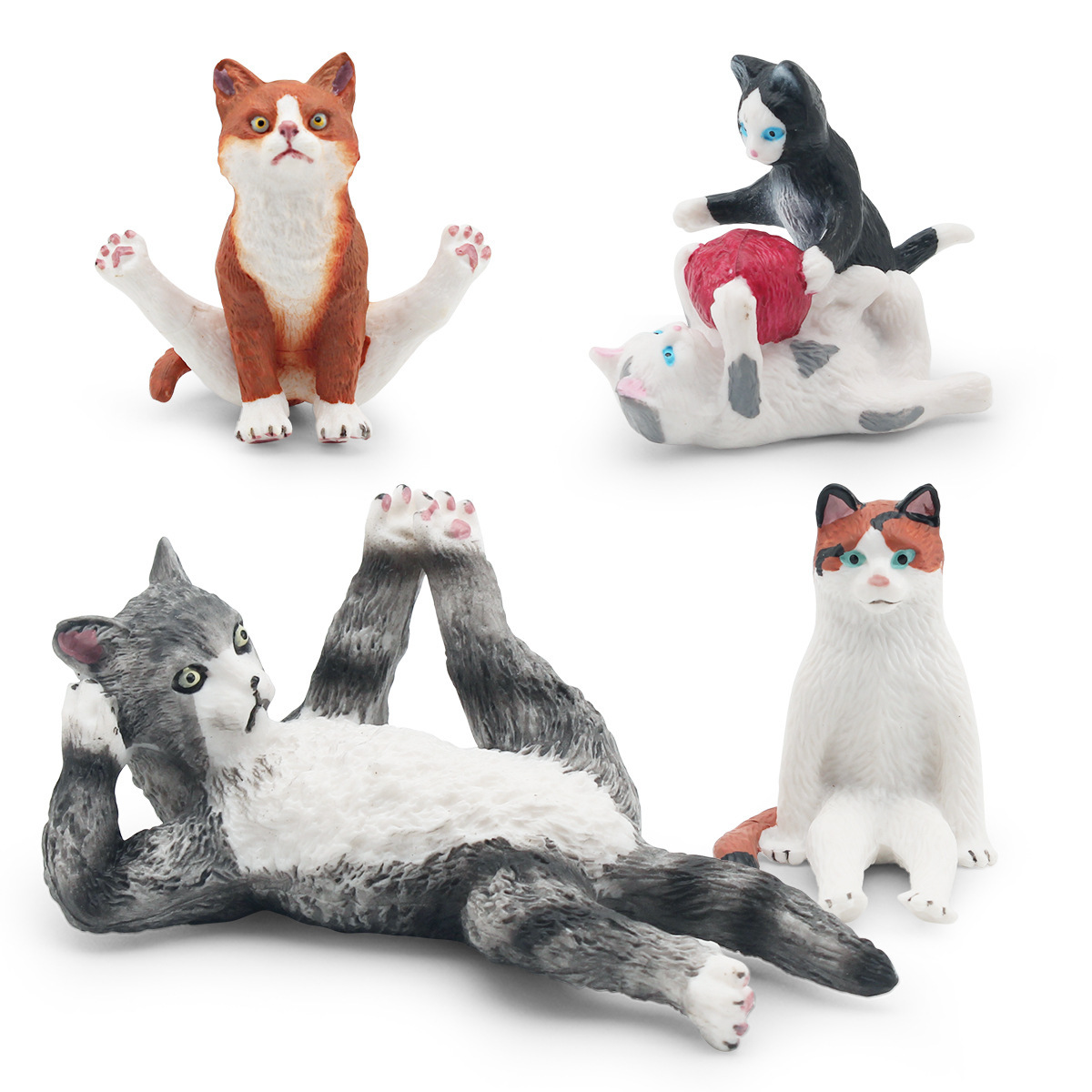 Simulación transfronteriza gato modelo lado mentira gato sentado gato jugando gatito arena Mesa escena estática escritorio decoración juguete