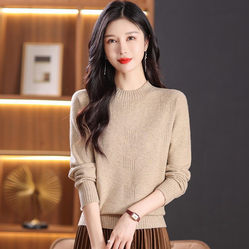 Counter high quality Woolen Sweater Women's Autumn and Winter New Sweater Outer Wear Simple Loose Top Knitted Inner Base Shirt