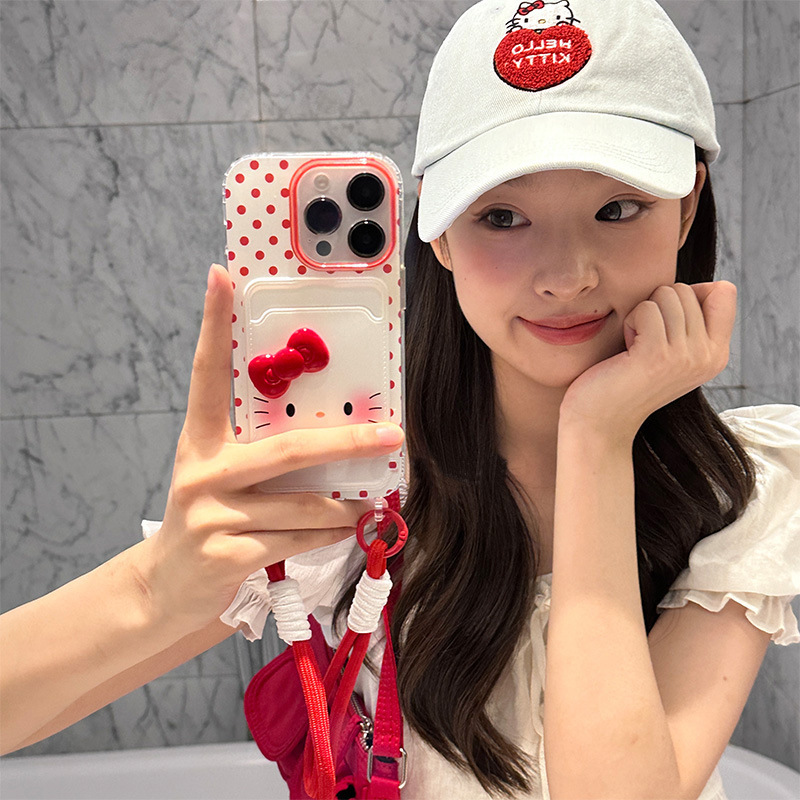 Kt Cat Card Holder Suitable for Apple 16Pro Mobile Phone Case New Iphone15Promax Cartoon 13 Stylish 14/12