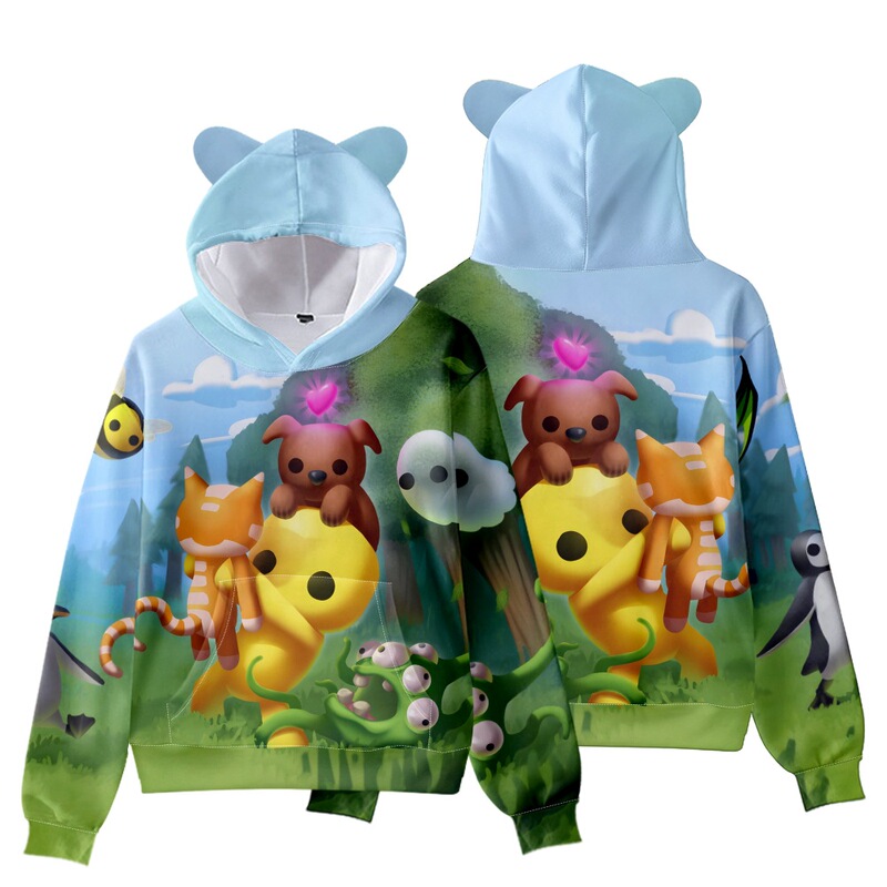 3D New Cross-Border Game Wobbly Life Cat Ears Hooded Sweatshirt for Adults and Kidsren