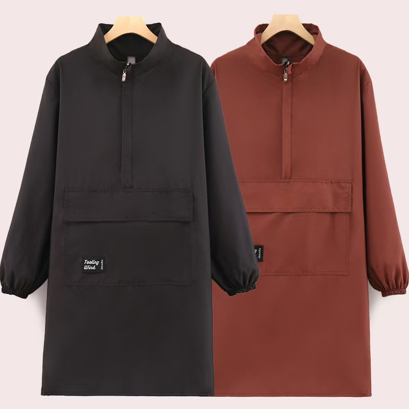 Nuevo delantal impermeable, abrigo de manga larga, ropa de trabajo de logo de peluquería de cocina simple y alargada