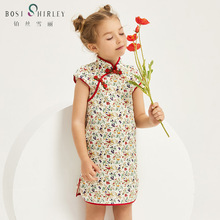 铂丝雪丽田园风可爱甜美小女孩连衣裙手工盘扣新中式棉布女童旗袍