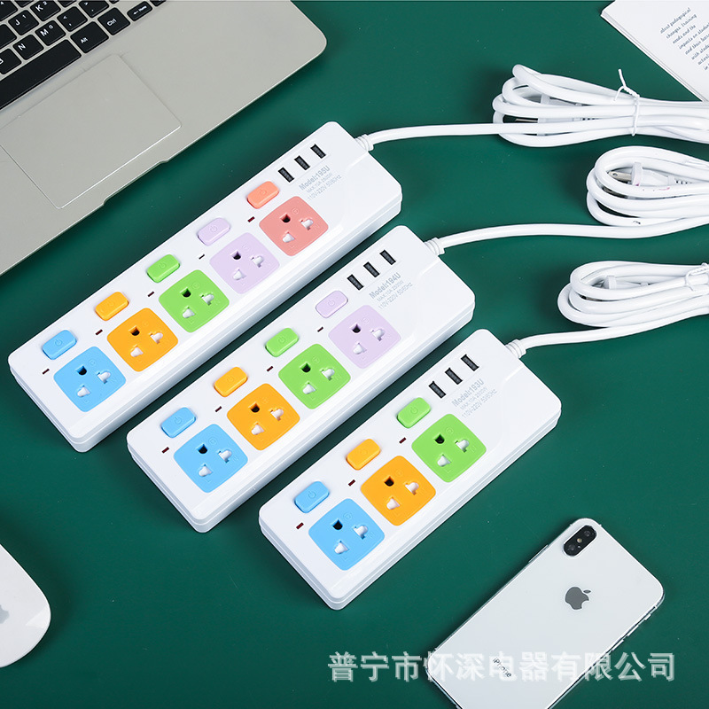 Tabla de conexión USB comercio exterior tailandés enchufe redondo 193u194u195u3 agujero gris blanco enchufe de oficina doméstica