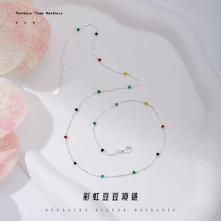 民升 时尚彩虹豆豆滴胶项链女潮ins仙女风简约颈链彩色小清新项圈