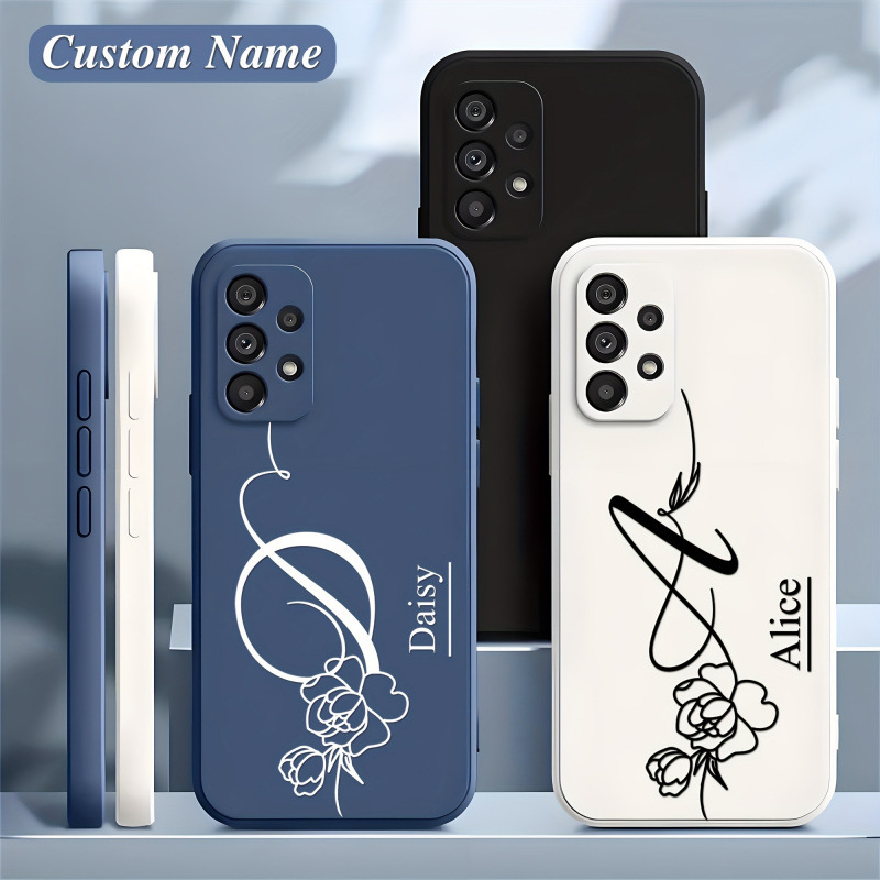 Cross-Border Personalized Custom Name Initials Floral Phone Case Cross-Border Personalized Custom Name Initials Floral Phone Case