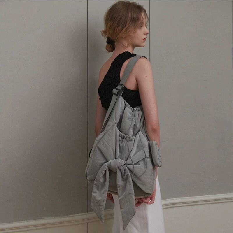 Korean Designer Brand 24 New Style Lace-Up Casual Backpack and Shoulder Bag Dual Use