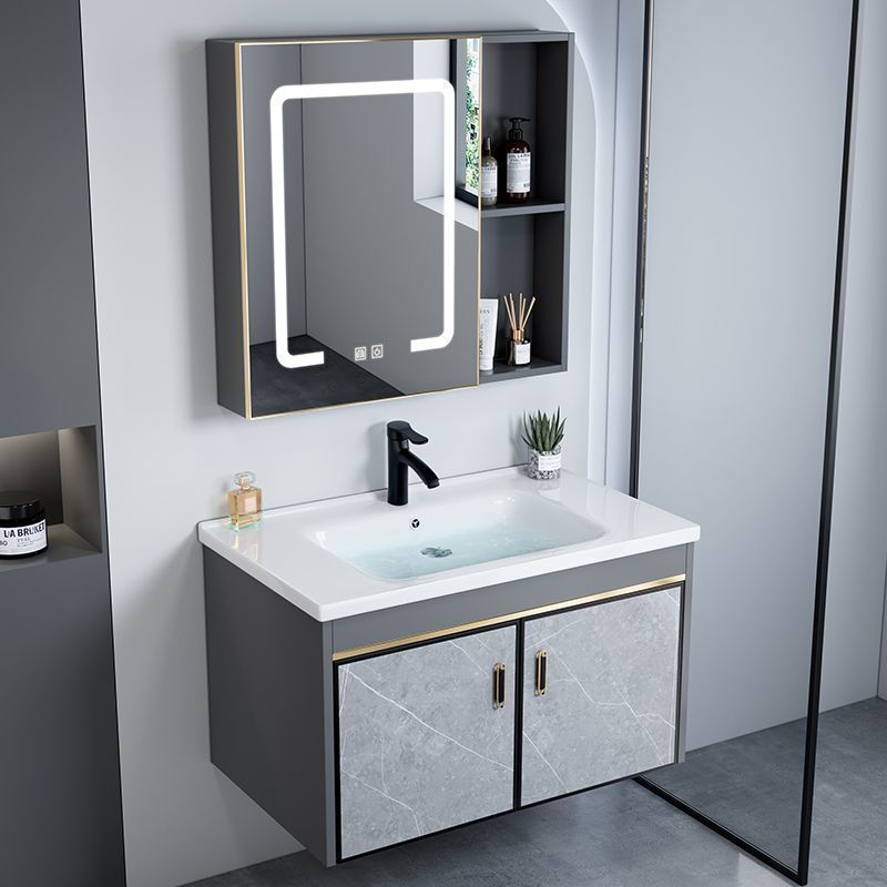 Space Bathroom Cabinet Combination Small Apartment Bathroom Balcony Integrated Ceramic Washbasin Home Modern Simple Bathroom Cabinet
