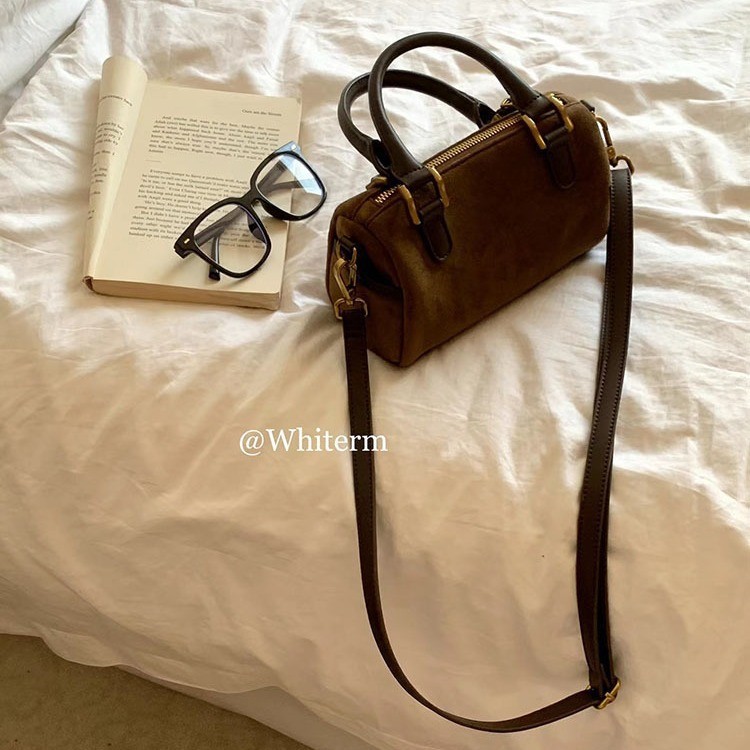 Borsa a spalla vintage in camoscio stile coreano autunnale_voghion.com
