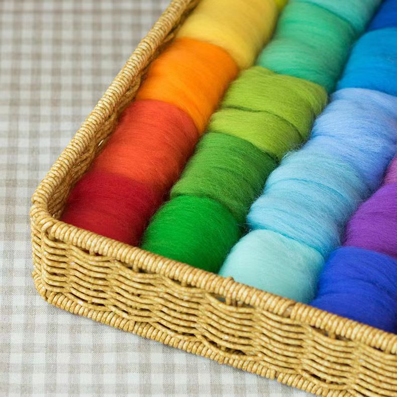 Factory Direct Sales Wool Felt Poke Wool Colorfulful Handmade DIY Material Package Spanish 70s Colorful Wool