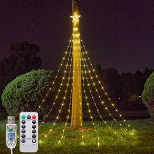 Christmas Leather Wire Tree Top Lights Waterfall Lights Flashing String Lights Outdoor Waterproof Hanging Tree Lights Courtyard Atmosphere Decorative Lights Lanterns