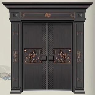 Precision-Cast Aluminum Doors, Villa Gates, Courtyard Gates, Self-Built Houses, Rural Entrance Doors, Four-Opening Doors with Door Heads