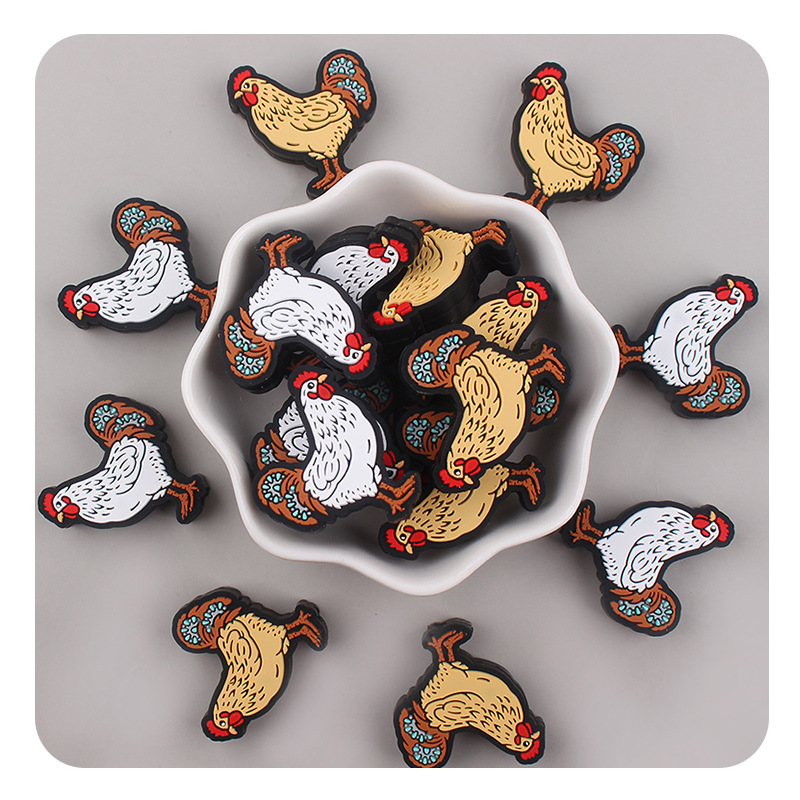 Productos para bebés caricatura silicona perlas de gallo DIY bebé molar tetina cadena de pulsera de goma juguetes accesorios