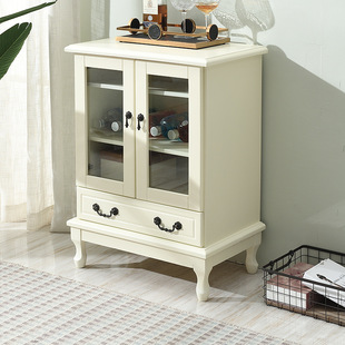 Mediterranean Solid Wood Wine Cabinet Living Room Small Wine Cabinet European Style Wine Cabinet Simple Modern Sideboard Household Mini Short Wine Cabinet