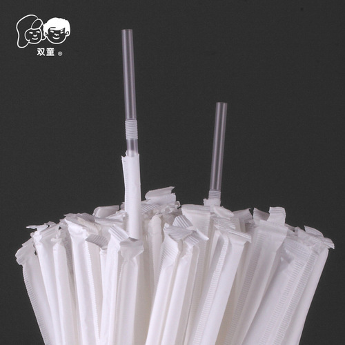Double children's paper independent packaging straws disposable beverage milk tea transparent bendable children's drinking straws for pregnant women