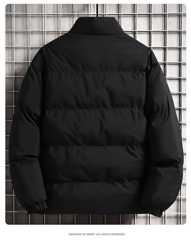 Giacca invernale da uomo in tinta unita, semplice, con collo alto in cotone, stile coppia, ampia_voghion.com