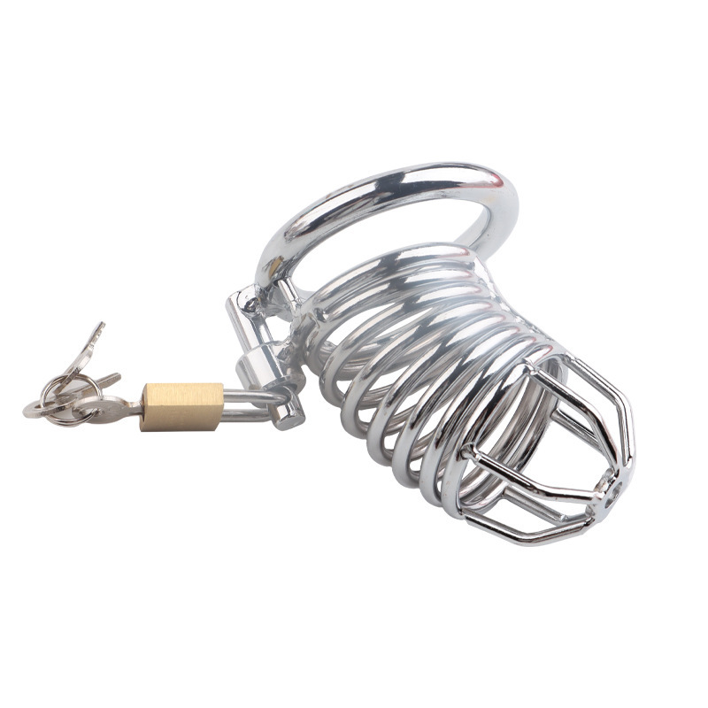 Metal Male Chastity Cage Lock, Snake-Style Birdcage Design, Adult Abstinence Training Device — detail image 4