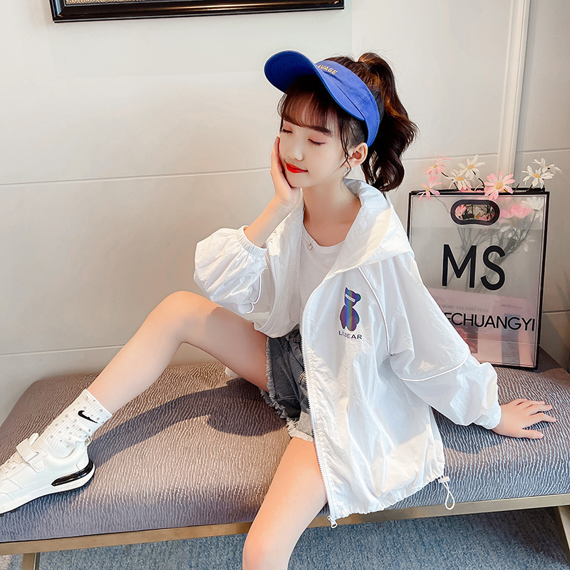 Children's Sun Protection Suit Outdoor Summer Coat 2024 New Medium and Large Girls' Sun Protective Clothing Cartoon Trendy Style