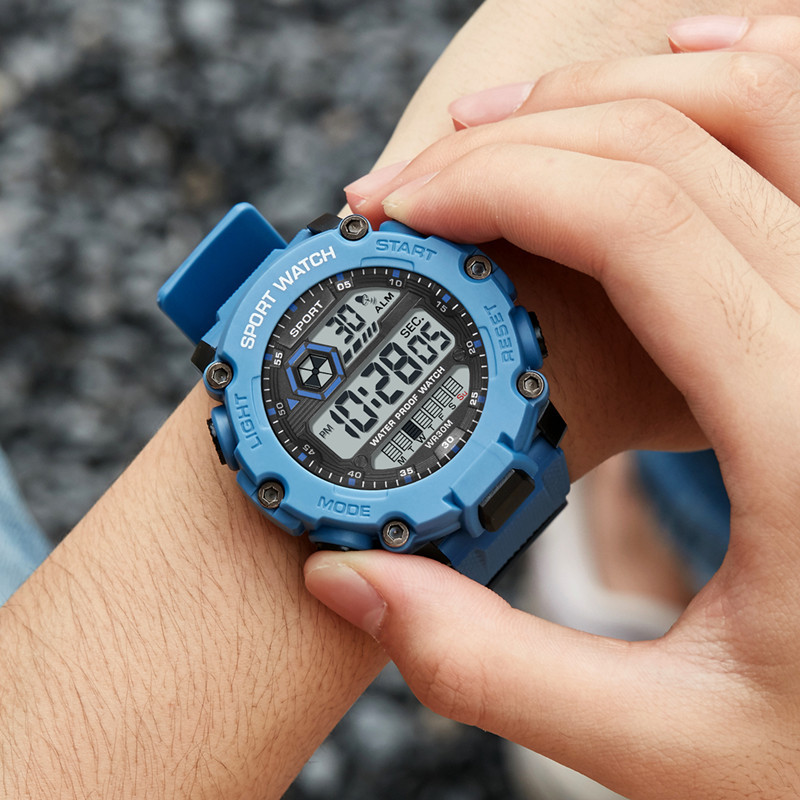 Nuevo estudiante deportes impermeable reloj electrónico moda al aire libre reloj multifunción hombres y mujeres reloj luminoso para niños