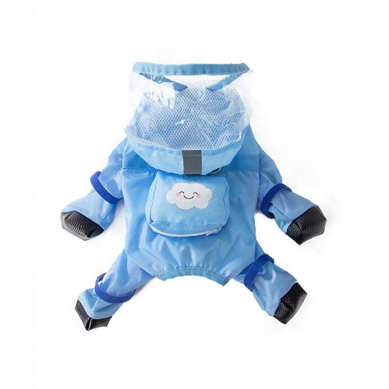 Perro lluvia impermeable de cuatro patas bolsa de dinosaurio tridimensional cola perro Teddy poncho mediano y grande perro golden retriever mascota impermeable