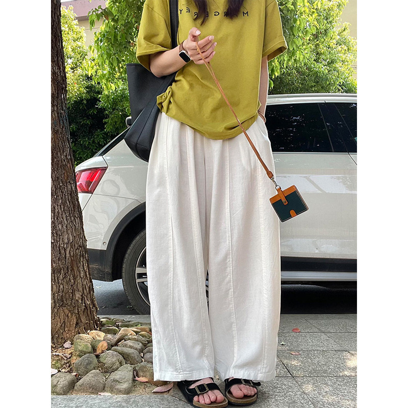 Quần short nữ cạp cao dáng rộng chất liệu cotton mềm mại — Xanh lông mòng đen, màu trắng chi tiết 4