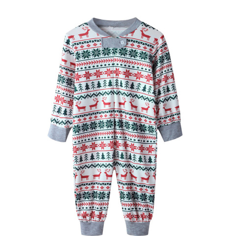 Holiday Family Christmas Parent-Child Costume Full Family Spring and Autumn Deer Print Parent-Child Pajama Home Set