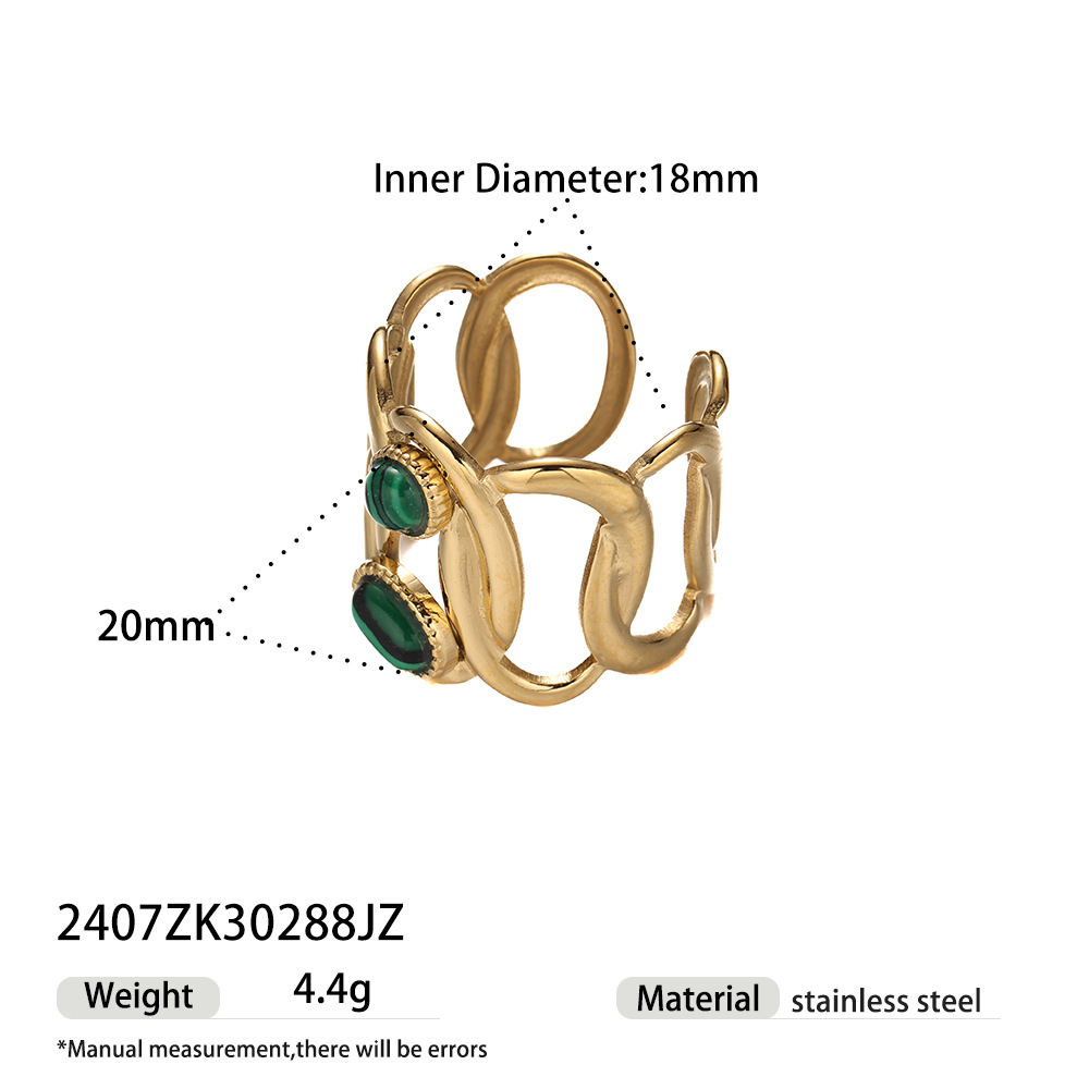 Collar de acero inoxidable de la UE y los Estados Unidos, lujo ligero, nicho universal, moda, conjunto de joyas incrustadas de piedra natural no se desvanece image 11