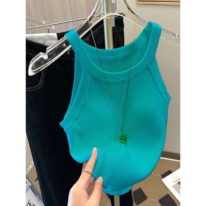 2026 Summer New Solid Color Halter Neck Tank Top Trendy Women's Sweet and Spicy High-End Beautiful Stylish Camisole Top for Women