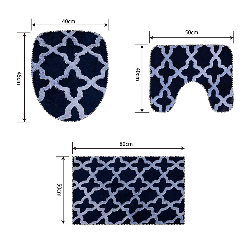 【雅臣地毯】跨境外贸灯笼纹提花马桶三件套地垫亚马逊卫生间防滑组合地垫套装详情6