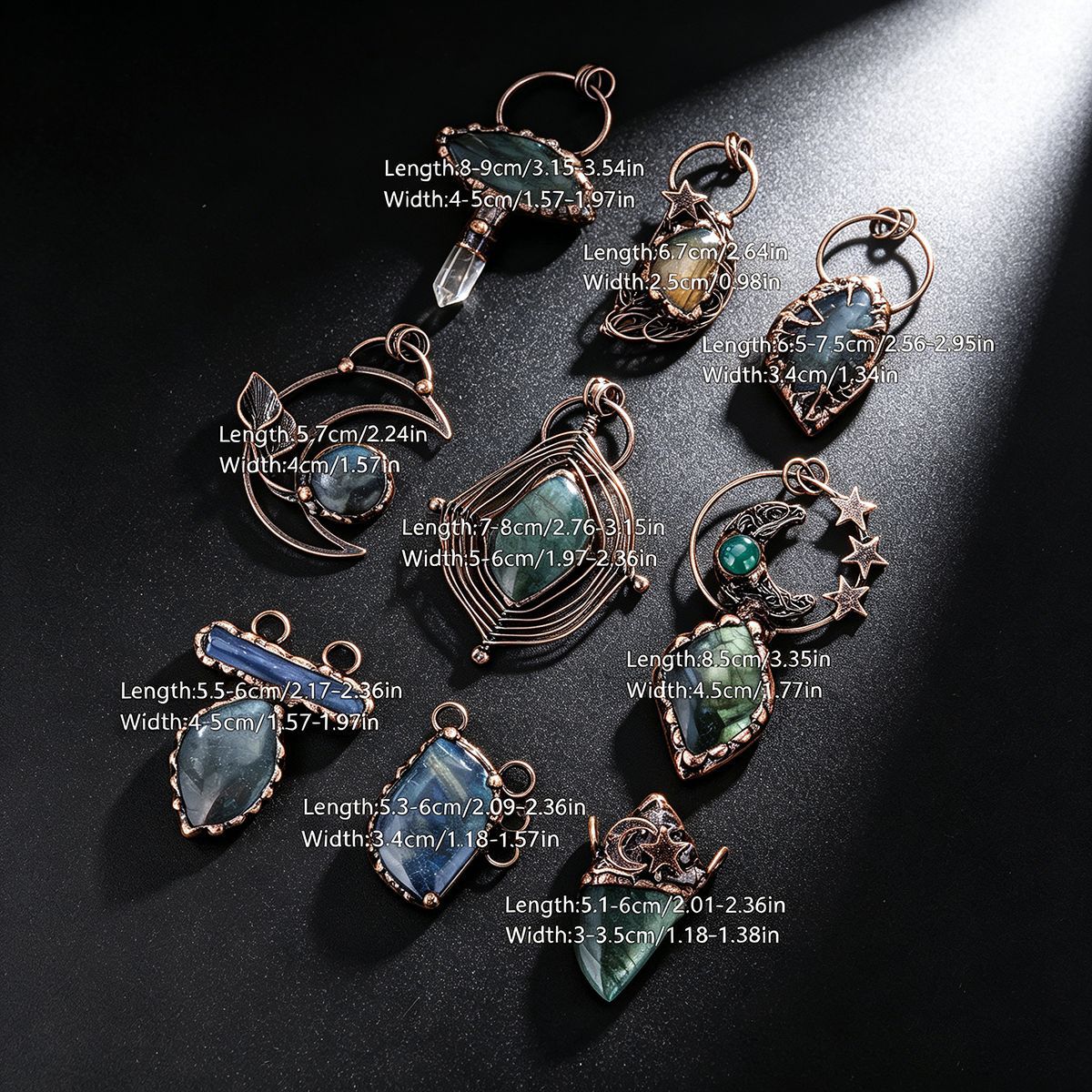 Colar com pingente de labradorita estilo vintage bronze_voghion.com