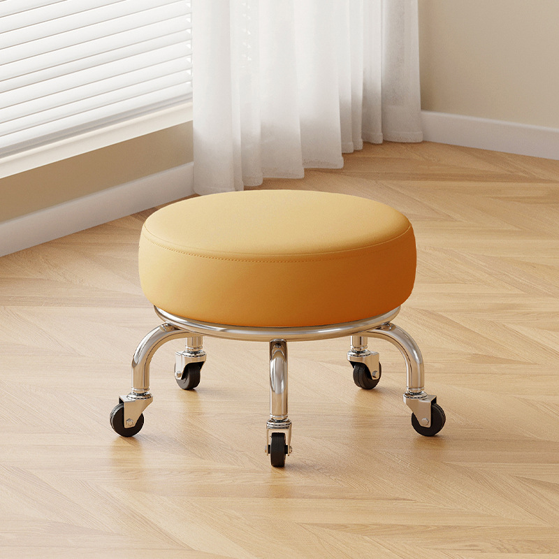 Polia doméstica taburete bajo rueda universal pequeño taburete silencioso rotativo taburete redondo móvil con artefacto moderno y simple