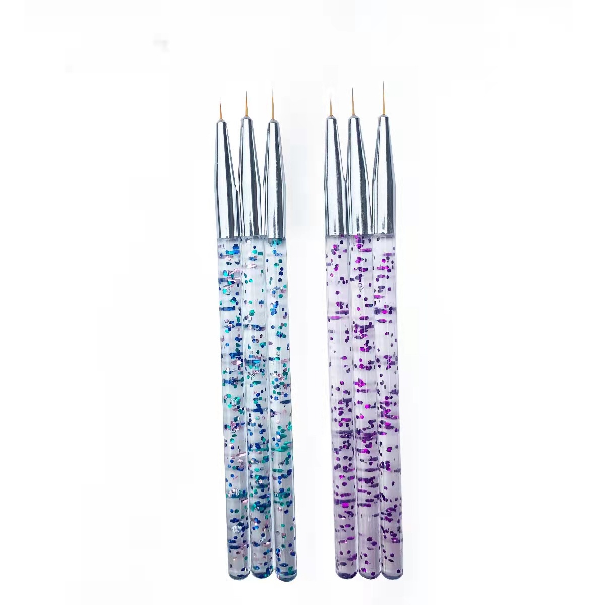 Venta directa de fábrica lentejuelas multi-color 3 piezas uñas dibujo pluma color variedad OPP traje nail art venta al por mayor