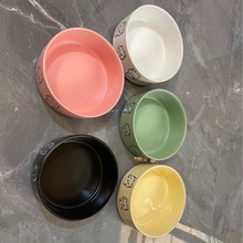 宠物陶瓷碗 5寸平底防滑宠物碗可爱陶瓷猫碗猫咪食盆猫猫食具批发