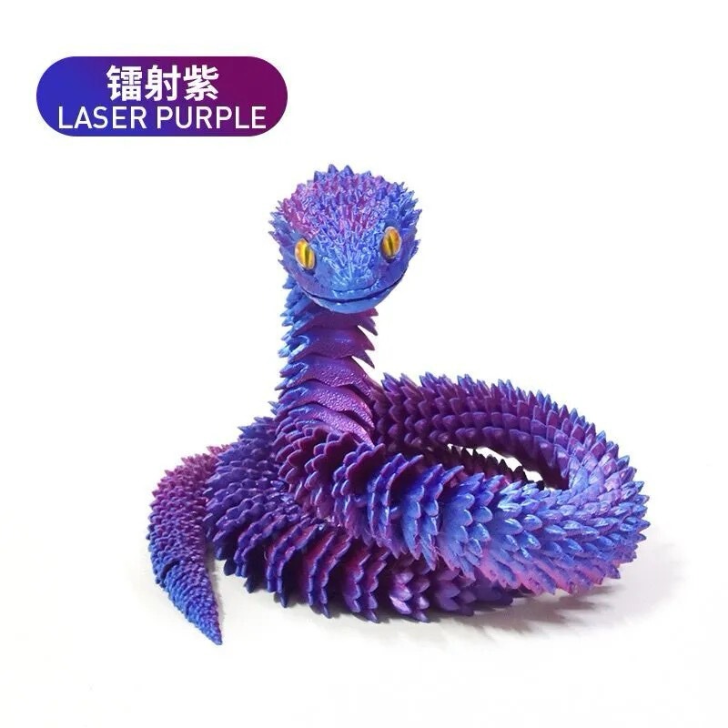 3D プリントおもちゃのヘビ可動関節バイパー卓上車の装飾品 PLA 素材シミュレーションヘビクリエイティブフィギュア|undefined