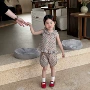 翻领女童夏季印花衬衫