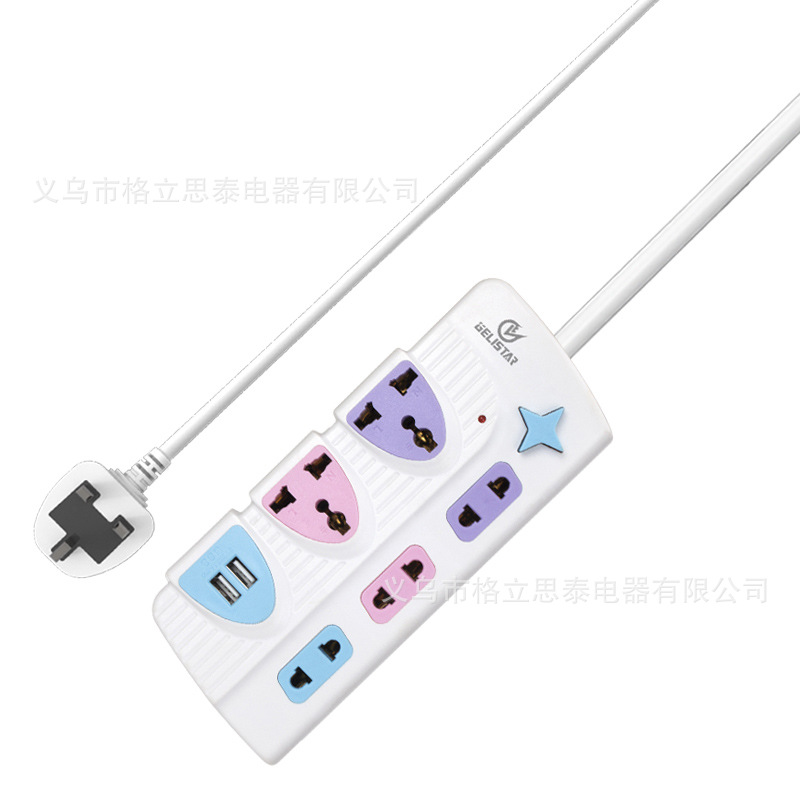 Gelistar跨境专供插排多功能万能孔排插插线板带USB外贸电源插座